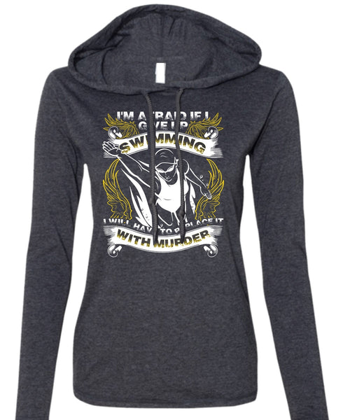 I Give Up Swimming T Shirt, Being A Swimmer T Shirt (Anvil Ladies Ringspun Hooded)