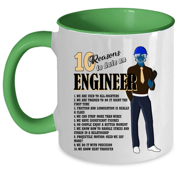 Cool Couple Coffee Mug, 10 Reasons To Date An Engineer Accent Mug