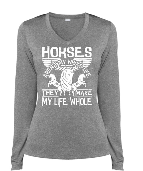 Horses Aren't My Whole Life T Shirt, Being An Equestrian T Shirt, Cool Shirt (Ladies LS Heather V-Neck)
