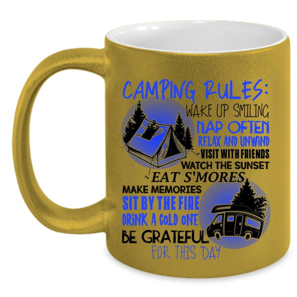 Be Gratful For This Day Coffee Mug, Camping Rules Accent Mug