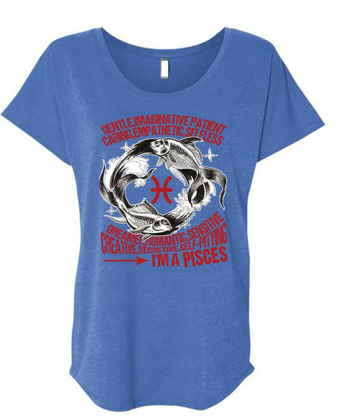 I'm A Pisces T Shirt, Imaginative Patient T Shirt, Cool Shirt (Ladies' Triblend Dolman Sleeve)
