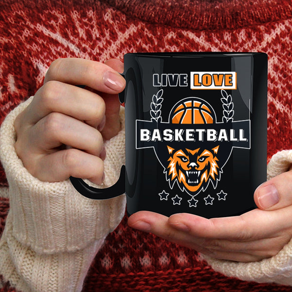 Live Love Basketball Coffee Mug, Cool Basketball Player Coffee Cup