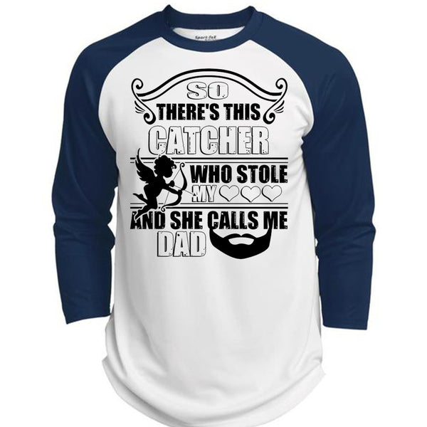 So There's This Catcher Who Stole My Heart T Shirt, Being A Daddy T Shirt, Awesome T-Shirts  (Polyester Game Baseball Jersey)