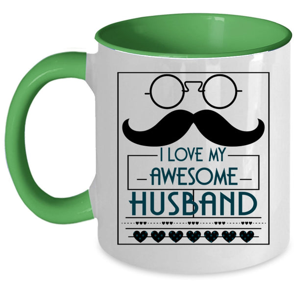 My Awesome Husband Coffee Mug, I Love My Awesome Husband Accent Mug