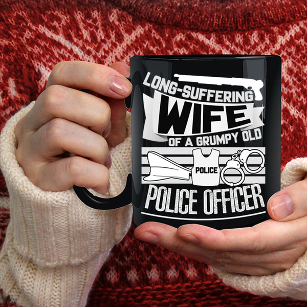 Wife Of A Grumpy Old Police Officer Coffee Mug, Cool Gift For Grandma Coffee Cup