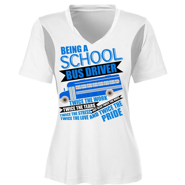 Being A School Bus Driver T Shirt, I Love Bus T Shirt, Cool Shirt (Ladies LS Heather V-Neck)