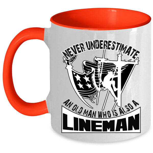 Awesome Grandpas Coffee Mug, An Old Man Is A Lineman Accent Mug