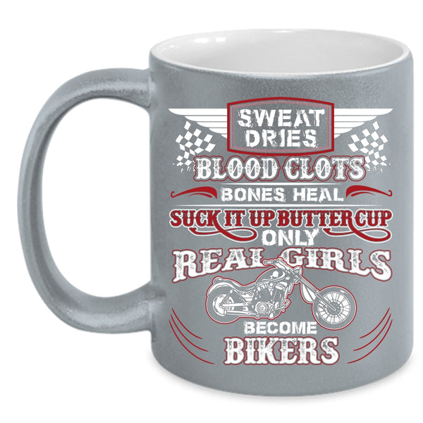 Only Real Girls Become Bikers Coffee Mug, Awesome Girls Coffee Cup