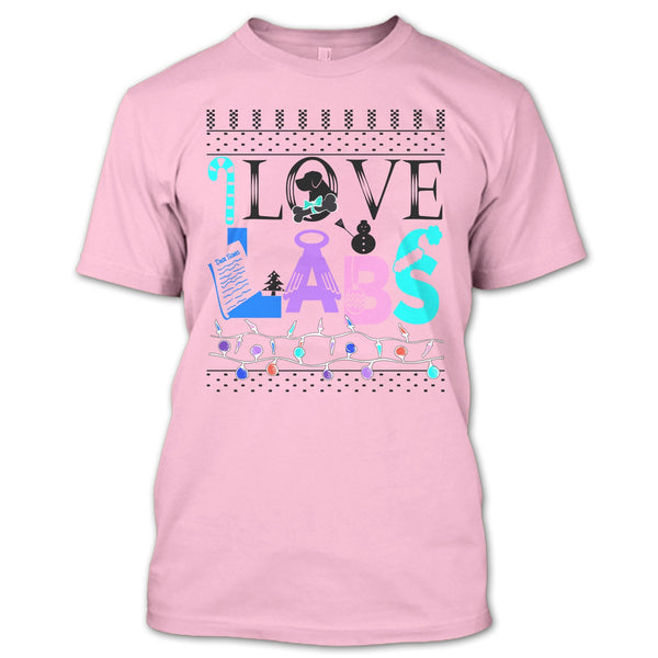 I Love Labs T Shirt, Dog Merry Christmas T Shirt