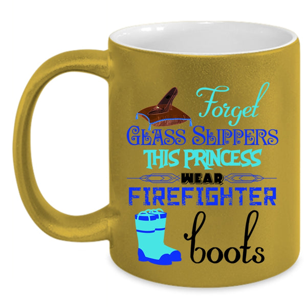 Cute Fireman Coffee Mug, This Princess Wear Firefighter Boots Accent Mug