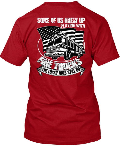 Playing With Fire Trucks T Shirt, I Love Firefighter T Shirt