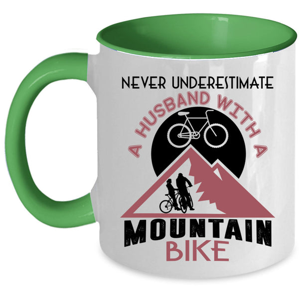 Married Coffee Mug, Husband With A Mountain Bike Accent Mug