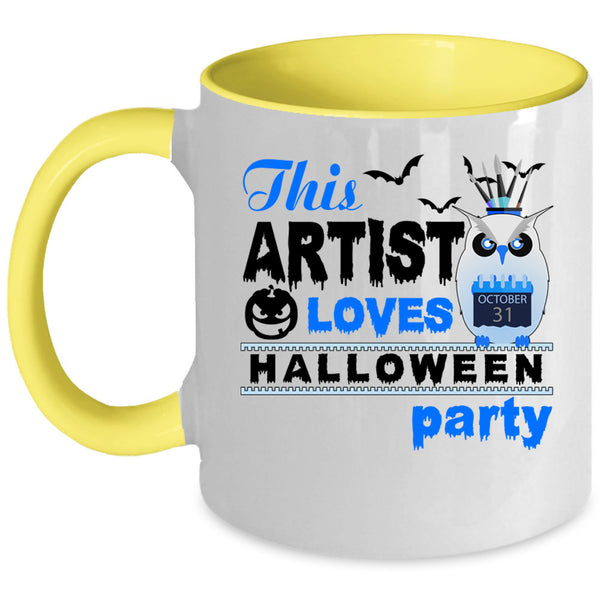 Cool Owl Coffee Mug, This Artist Loves Halloween Party Accent Mug