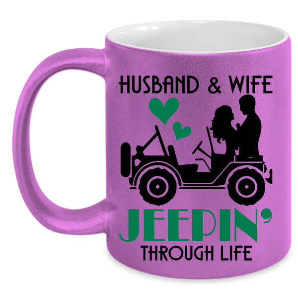 Jeeping Through Life Coffee Mug, Husband And Wife Accent Mug