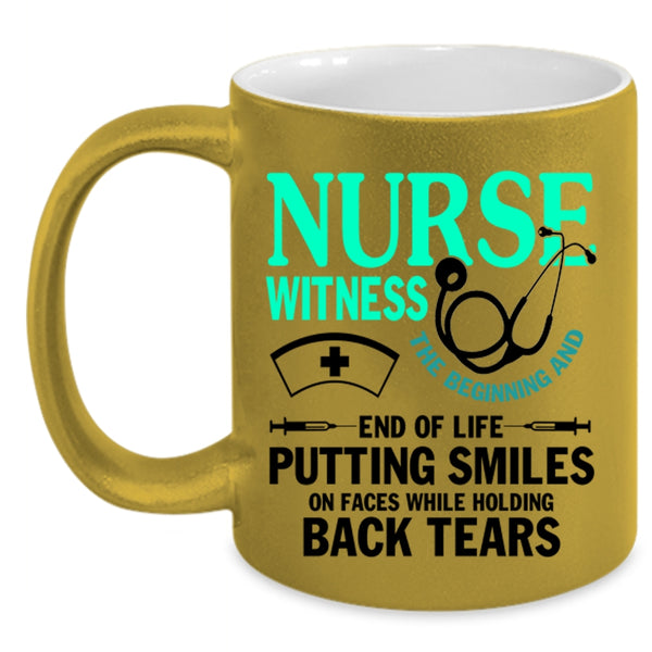 Cute Gift For Nurse Coffee Mug, Nurse Witness Accent Mug
