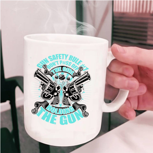 Funny Gift For Gunner Coffee Mug, The Girl Holding The Gun Cup