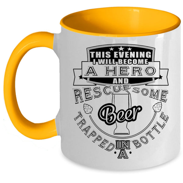 Funny Coffee Mug, Rescued Some Beer Trapped In A Bottle Accent Mug