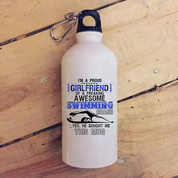 I'm A Proud Girlfriend Of A Swimming Coach 20 oz Stainless Steel Bottle,Cute Couple Outdoor Sports Water Bottle