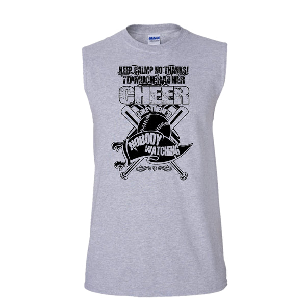 I'd Much Rather Cheer T Shirt, Awesome Baseball Player Tank Top (Men's Cotton Sleeveless)