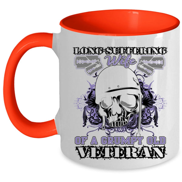 Cool Coffee Mug, Long Suffering Wife Of A Grumpy Old Veteran Accent Mug