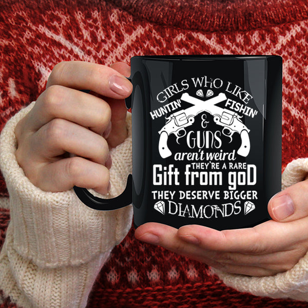 Hunting And Fishing Coffee Mug, Awesome Girls Coffee Cup