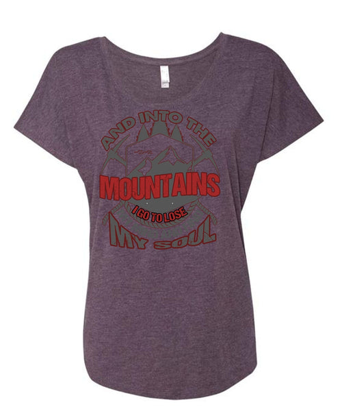 And Into The Mountains T Shirt, Being A Hiker T Shirt, Cool Shirt (Ladies' Triblend Dolman Sleeve)