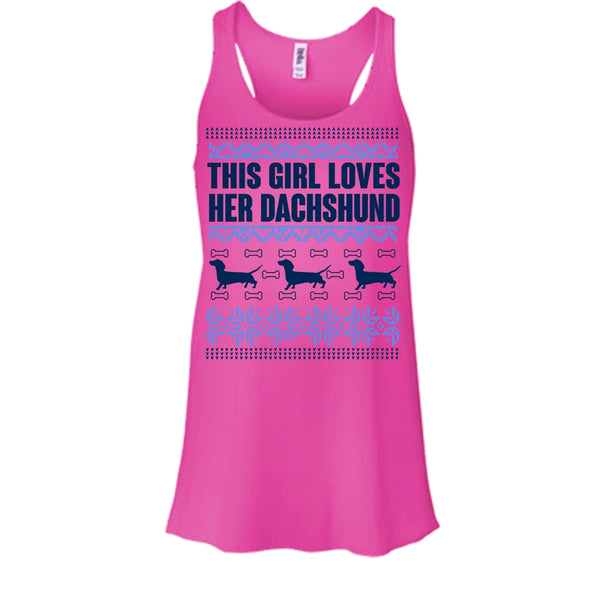 This Girl Loves Her Dachshund T Shirt, Coolest Merry Christmas Tank Top