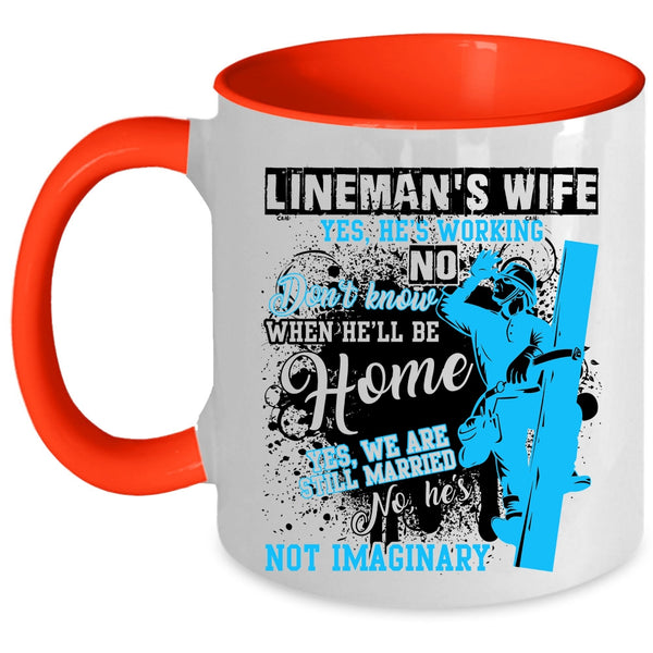 Cute Lineman's Wife Coffee Mug, Lineman's Wife Accent Mug