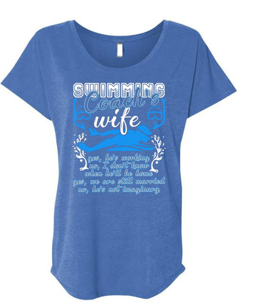 Swimming Coach's Wife T Shirt, We Are Still Married T Shirt, Cool Shirt (Ladies' Triblend Dolman Sleeve)