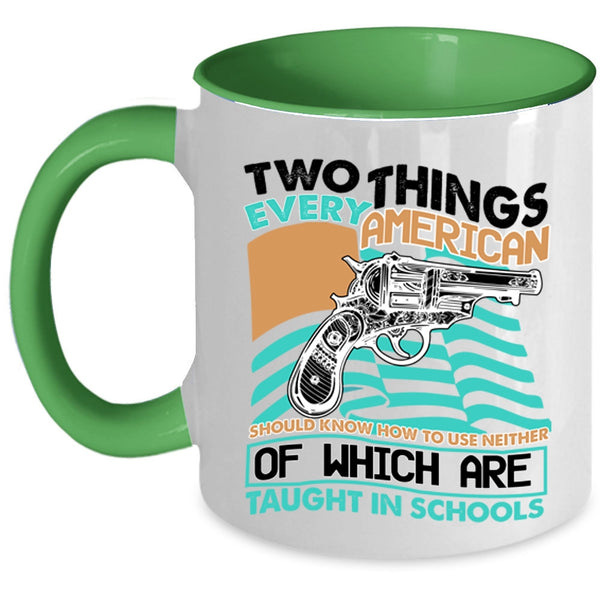 Cool American Flag Coffee Mug, Two Things Every American Accent Mug