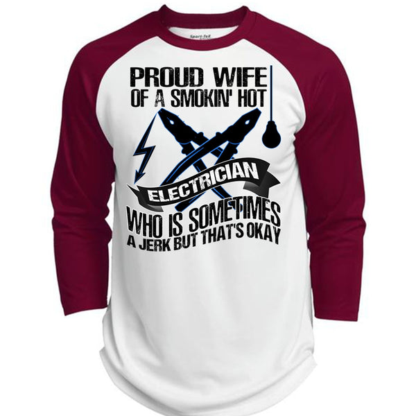 Proud Wife T Shirt, I Love Electrician T Shirt, Awesome T-Shirts  (Polyester Game Baseball Jersey)