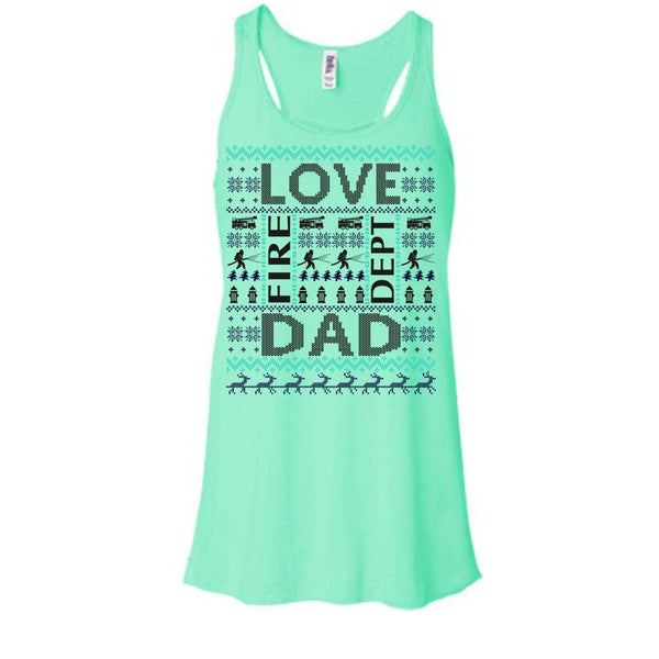 Love Fire Dept Dad T Shirt, Merry Christmas Gift Tank Top