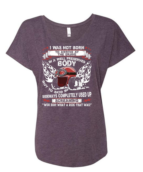 Well Preserved Body T Shirt, Being A Biker T Shirt, Cool Shirt (Ladies' Triblend Dolman Sleeve)