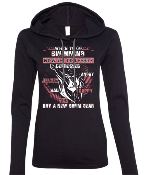When To Go Swimming T Shirt, New Swim Gear T Shirt (Anvil Ladies Ringspun Hooded)