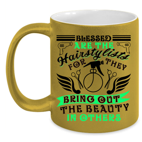 Cute Hairstylist Coffee Mug, Blessed Are The Hairstylist Accent Mug