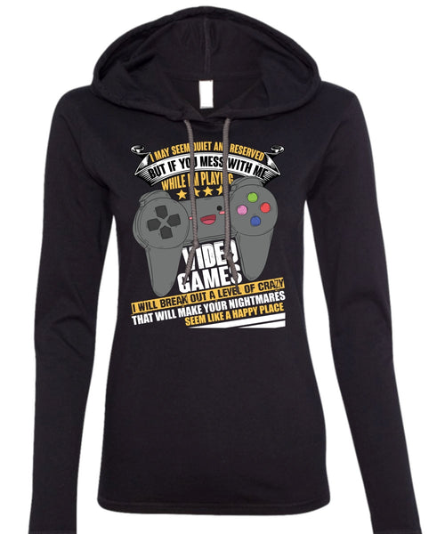 I'm Playing Video Games T Shirt, Like A Happy Place T Shirt (Anvil Ladies Ringspun Hooded)