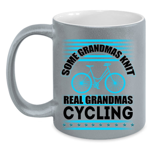 Real Grandmas Cycling Coffee Mug, Some Grandmas Knit Accent Mug