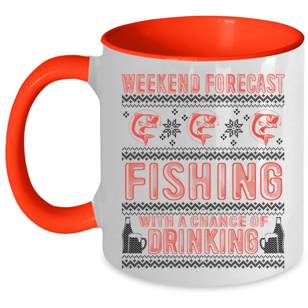 Chance Of Drinking Coffee Mug, Weekend Forecast Fishing Accent Mug