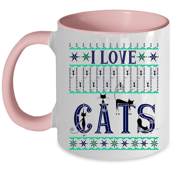 Christmas Gift For Cat Lover Coffee Mug, I Love Cats Accent Mug