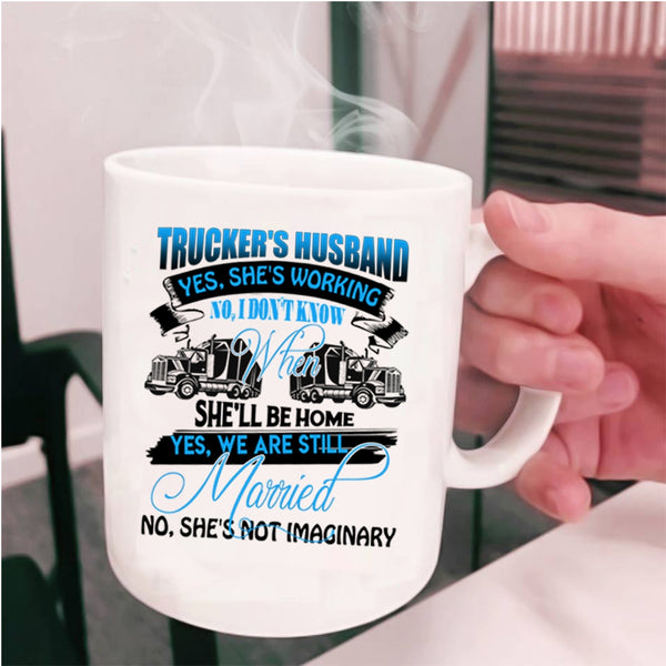 Cool Just Married Coffee Mug, Trucker's Husband Cup