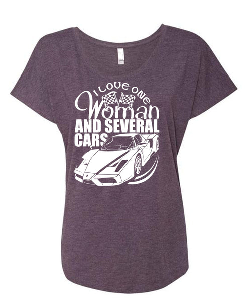 I Love One Woman And Several Cars T Shirt, Being A Driver T Shirt, Cool Shirt (Ladies' Triblend Dolman Sleeve)