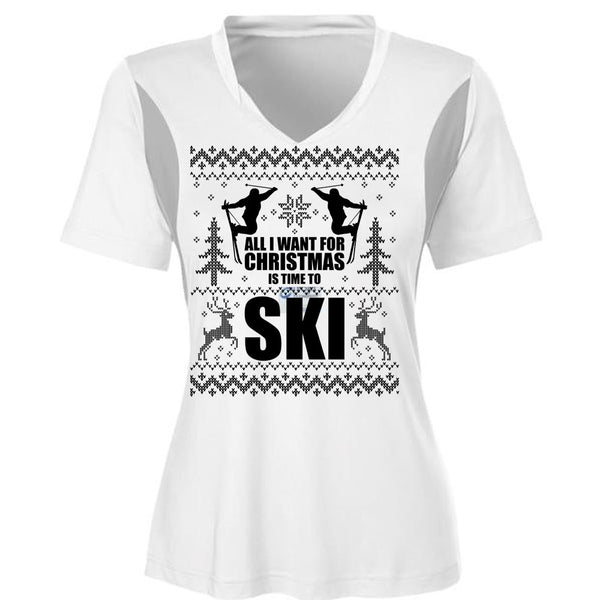 All I Want For Christmas Is Time To Ski T Shirt, I Love Skiing T Shirt, Awesome T-Shirts
