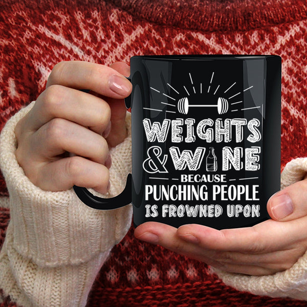 Weights And Wine Coffee Mug, Funny Gift For Wine Drinker Coffee Cup