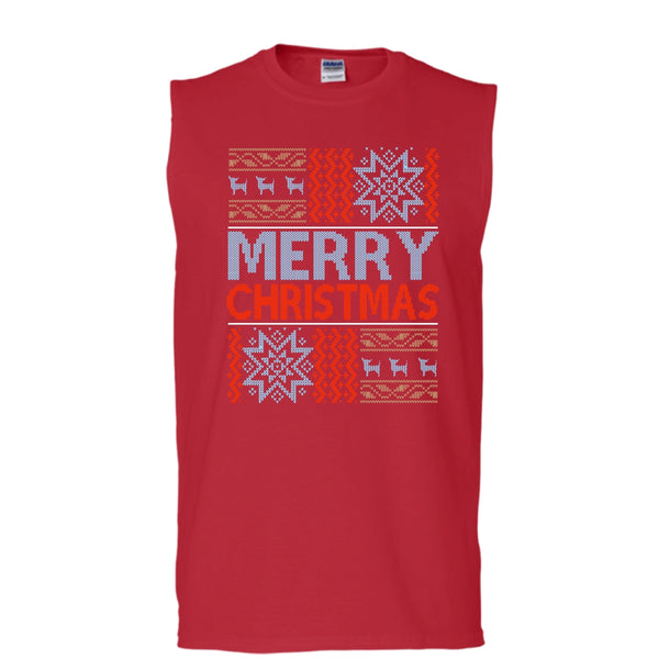 Merry Christmas T Shirt, Coolesy Merry Christmas Tank Top (Men's Cotton Sleeveless)