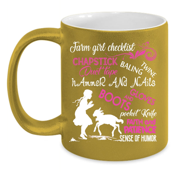 Farm Girl Checklist Coffee Mug, Beautiful Girls Coffee Cup