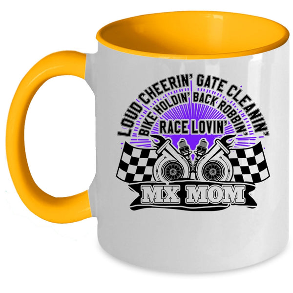 MX Mom Coffee Mug, Bike Holding Race Loving Accent Mug