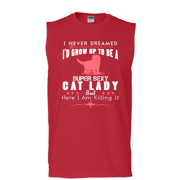 I'd Grow Up To Be A Sexy Cat Lady Shirt, Cool Cat Shirt (Men's Cotton Sleeveless)