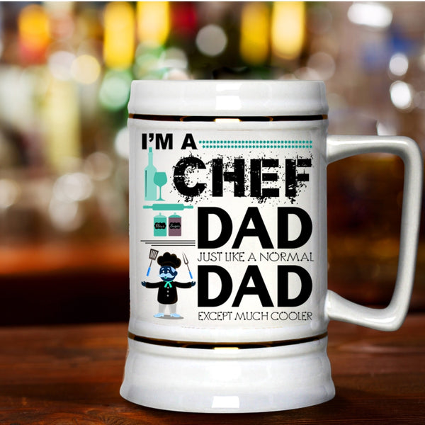 Awesome Gift For My Daddy Beer Stein 22oz, I'm A Chef Dad Beer Mug