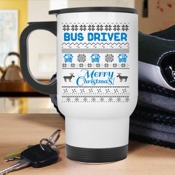 Merry Christmas Travel Mug, Bus Driver Mug