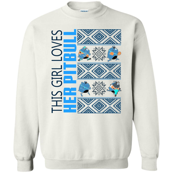 Pitbull Merry Christmas T Shirt, This Girl Loves Her Pitbull Sweatshirt